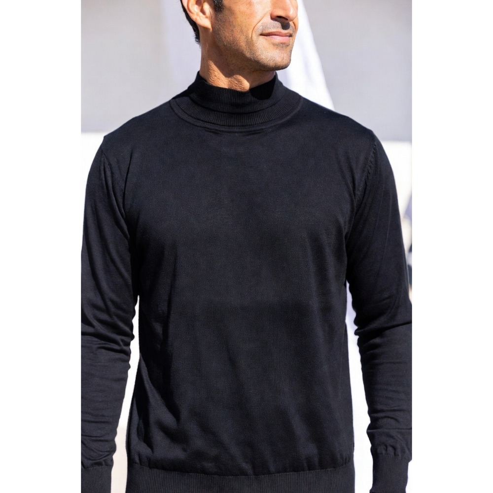 Nat Nast Luxury Originals Mens XL Black 100% Silk Mock Neck Sweater Vintage